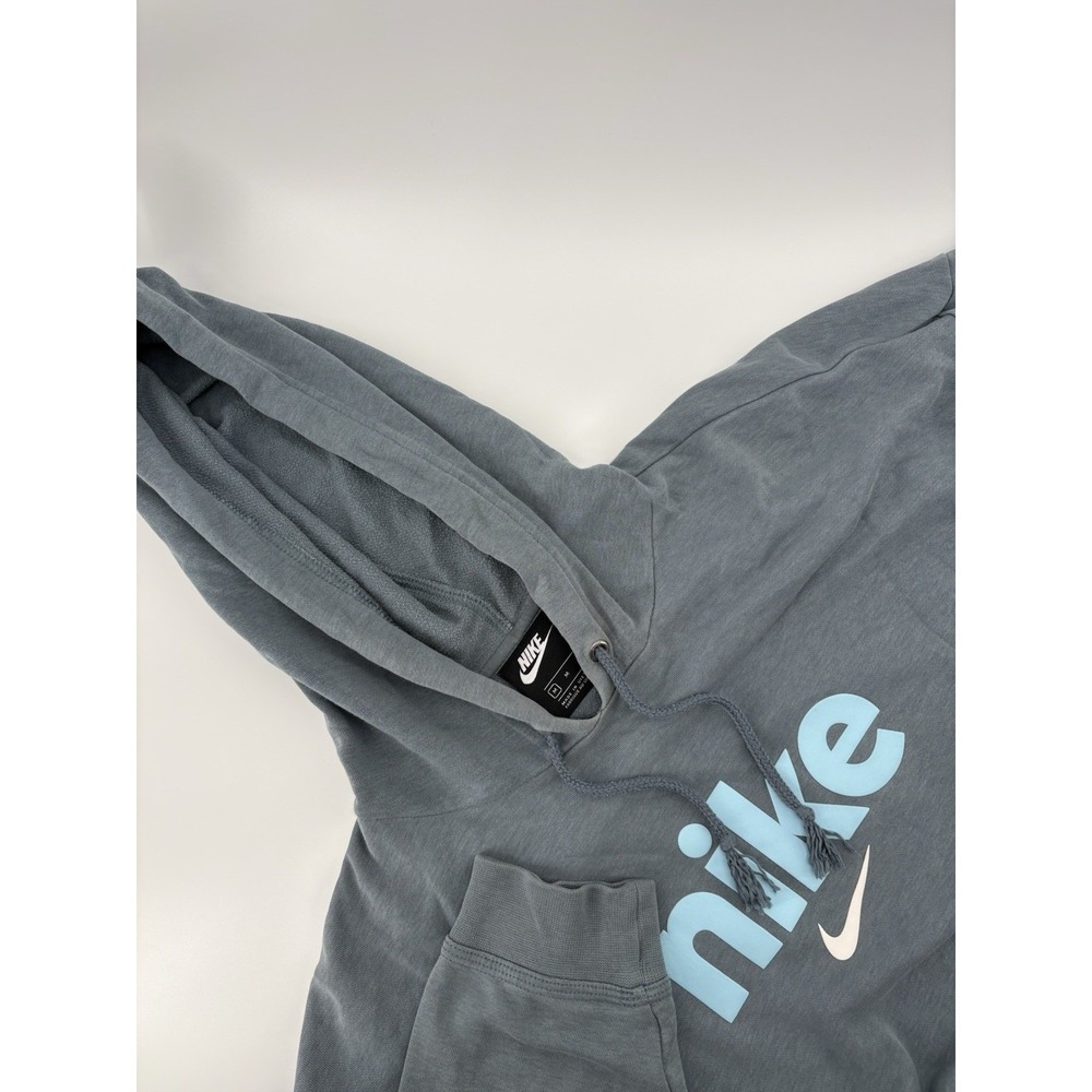 Nike Cropped Pullover Hoodie Women's Size M‎ Grayish Blue Swoosh Logo
